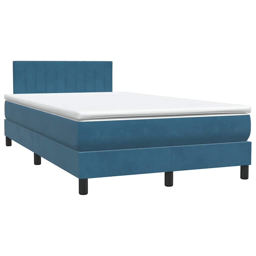 vidaXL Κρεβάτι Boxspring με Στρώμα Σκούρο Μπλε 120x210 εκ. Βελούδινο