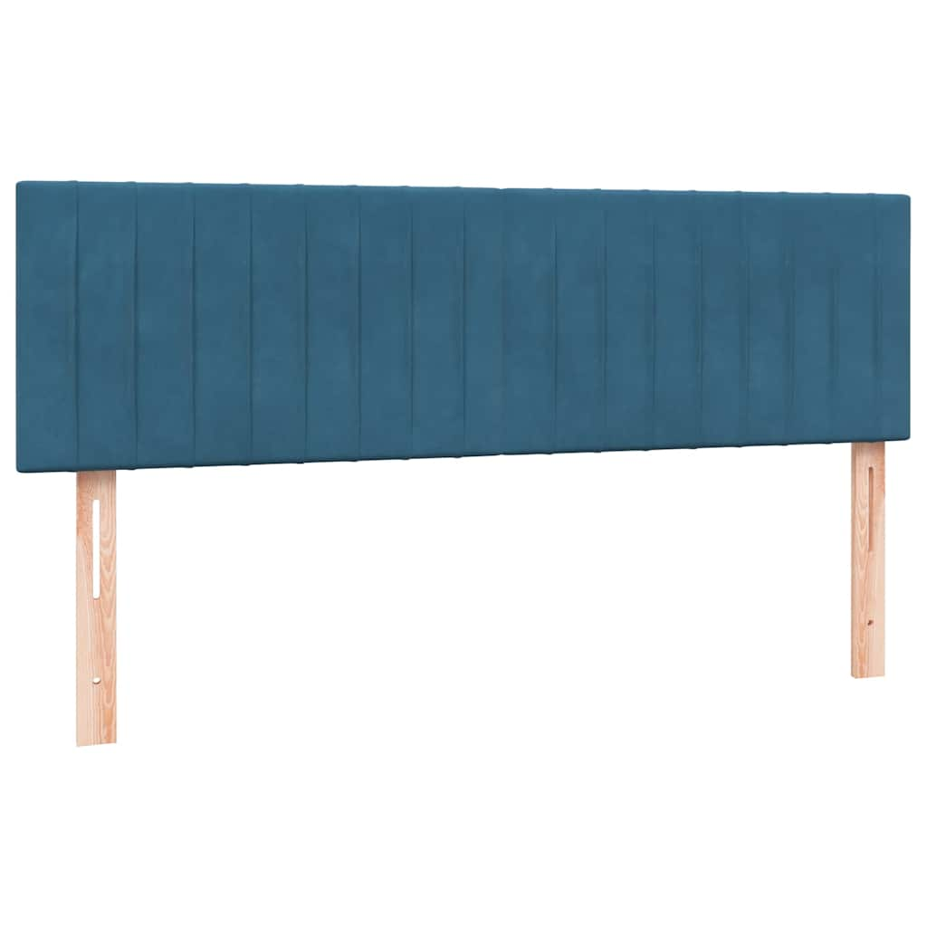 vidaXL Κρεβάτι Boxspring με Στρώμα Σκούρο Μπλε 140x210 εκ. Βελούδινο