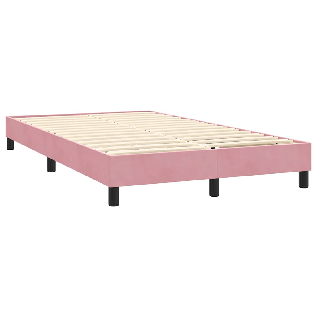 vidaXL Κρεβάτι Boxspring με Στρώμα Ροζ 140x210 εκ. Βελούδινο