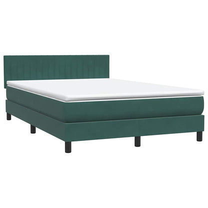 vidaXL Κρεβάτι Boxspring με Στρώμα Σκούρο Πράσινο 160x210εκ. Βελούδινο