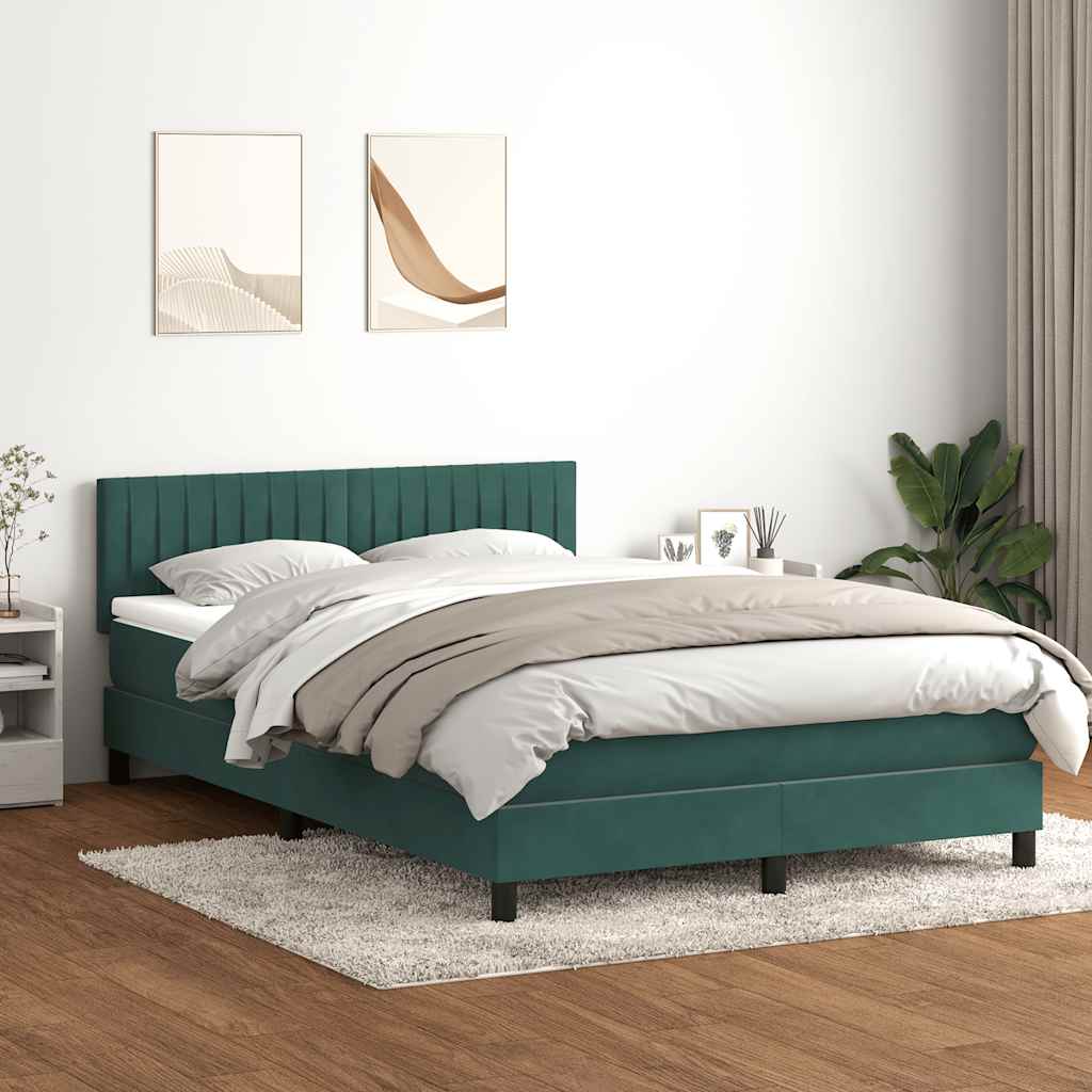 vidaXL Κρεβάτι Boxspring με Στρώμα Σκούρο Πράσινο 160x210εκ. Βελούδινο