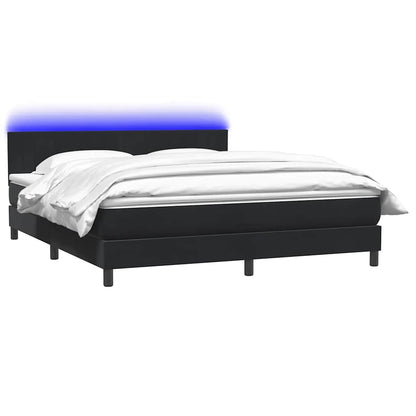 vidaXL Κρεβάτι Boxspring με Στρώμα Μαύρο 180x210 εκ. Βελούδινο