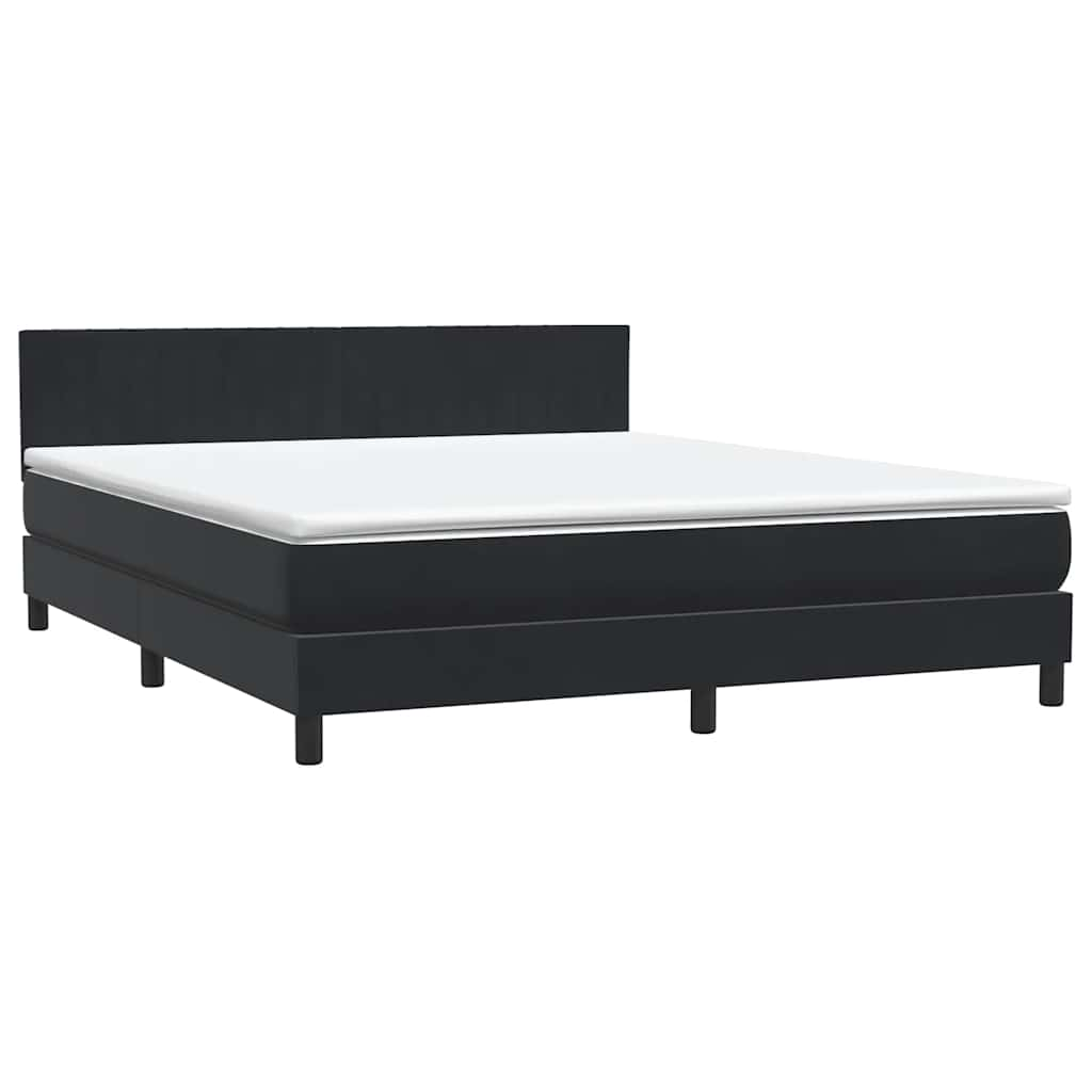 vidaXL Κρεβάτι Boxspring με Στρώμα Μαύρο 180x210 εκ. Βελούδινο