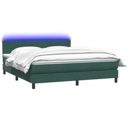 vidaXL Κρεβάτι Boxspring με Στρώμα Σκούρο Πράσινο 180x210εκ. Βελούδινο