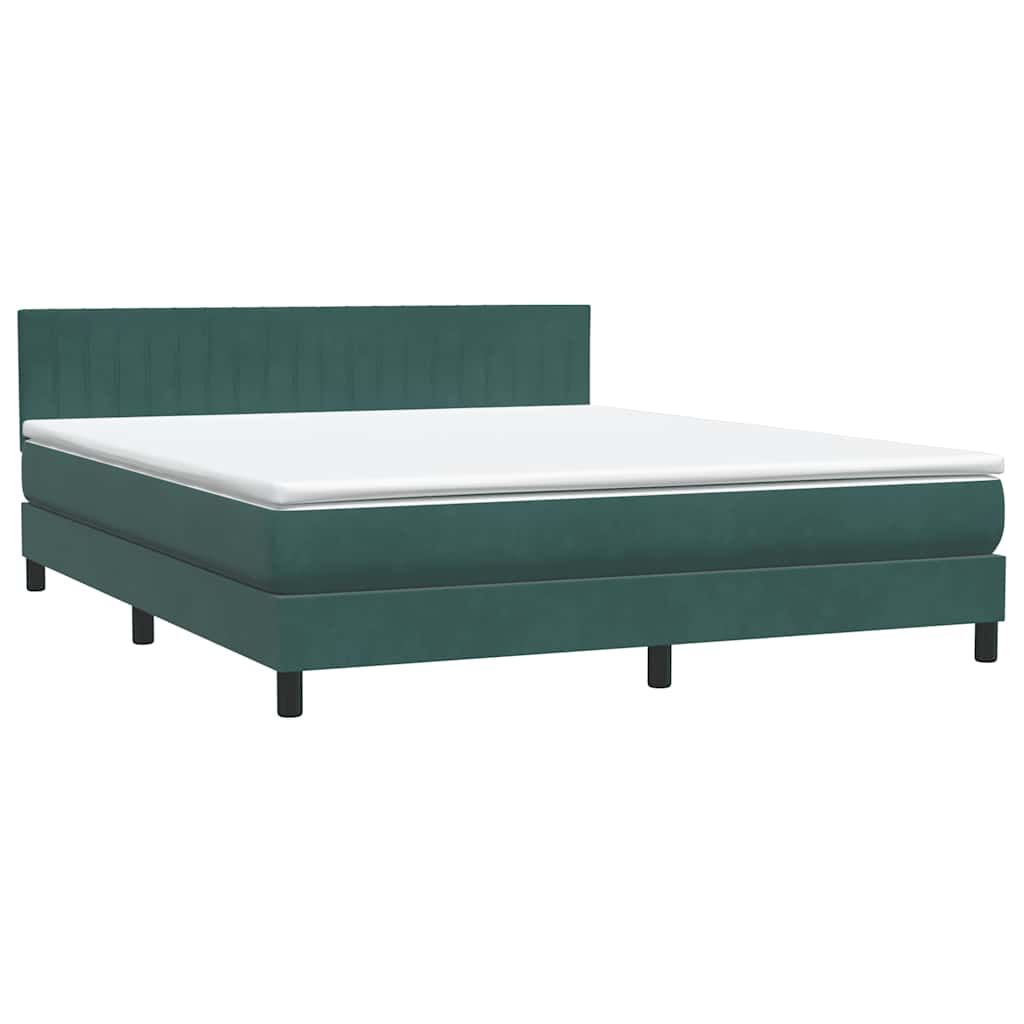 vidaXL Κρεβάτι Boxspring με Στρώμα Σκούρο Πράσινο 180x210εκ. Βελούδινο