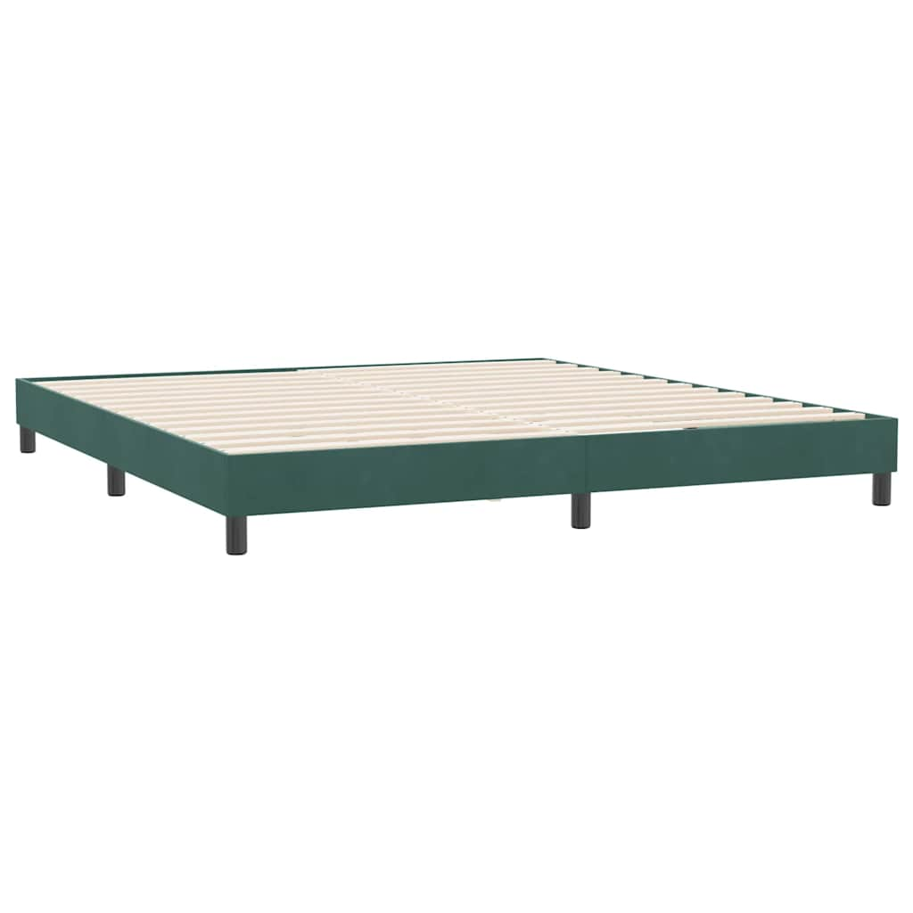 vidaXL Κρεβάτι Boxspring με Στρώμα Σκούρο Πράσινο 180x210εκ. Βελούδινο