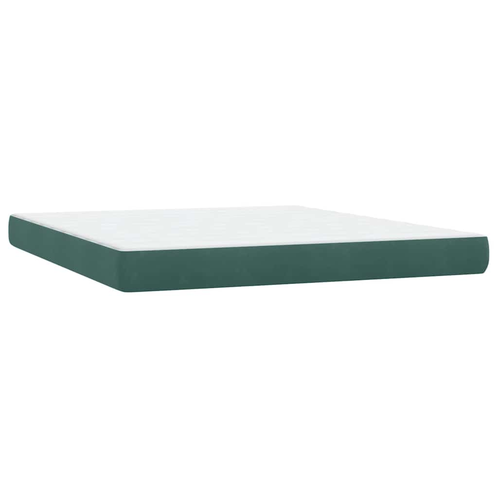 vidaXL Κρεβάτι Boxspring με Στρώμα Σκούρο Πράσινο 180x210εκ. Βελούδινο