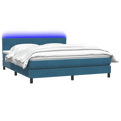 vidaXL Κρεβάτι Boxspring με Στρώμα Σκούρο Μπλε 180x210 εκ. Βελούδινο