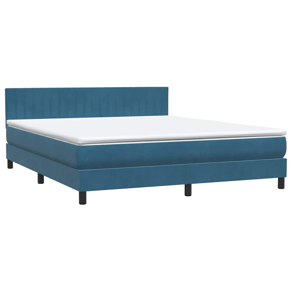 vidaXL Κρεβάτι Boxspring με Στρώμα Σκούρο Μπλε 180x210 εκ. Βελούδινο