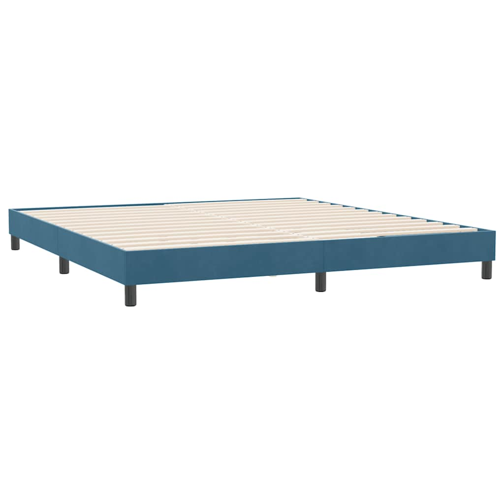 vidaXL Κρεβάτι Boxspring με Στρώμα Σκούρο Μπλε 180x210 εκ. Βελούδινο