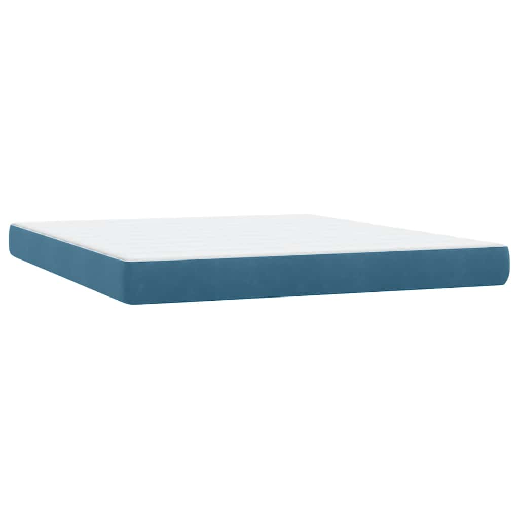 vidaXL Κρεβάτι Boxspring με Στρώμα Σκούρο Μπλε 180x210 εκ. Βελούδινο