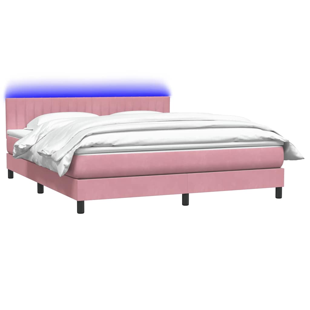 vidaXL Κρεβάτι Boxspring με Στρώμα Ροζ 180x210 εκ. Βελούδινο