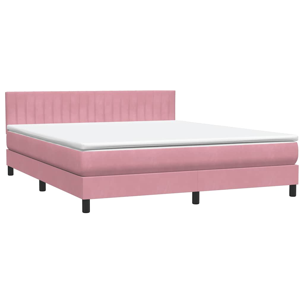 vidaXL Κρεβάτι Boxspring με Στρώμα Ροζ 180x210 εκ. Βελούδινο