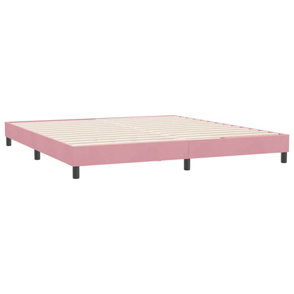 vidaXL Κρεβάτι Boxspring με Στρώμα Ροζ 180x210 εκ. Βελούδινο