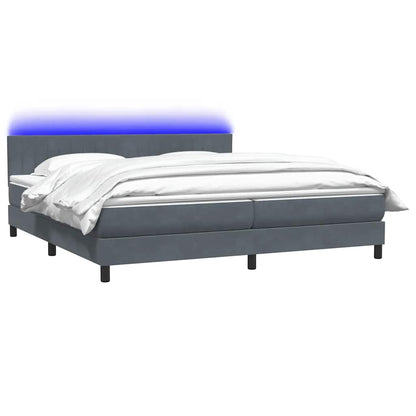 vidaXL Κρεβάτι Boxspring με Στρώμα Σκούρο Γκρι 200x210 εκ. Βελούδινο