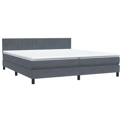 vidaXL Κρεβάτι Boxspring με Στρώμα Σκούρο Γκρι 200x210 εκ. Βελούδινο