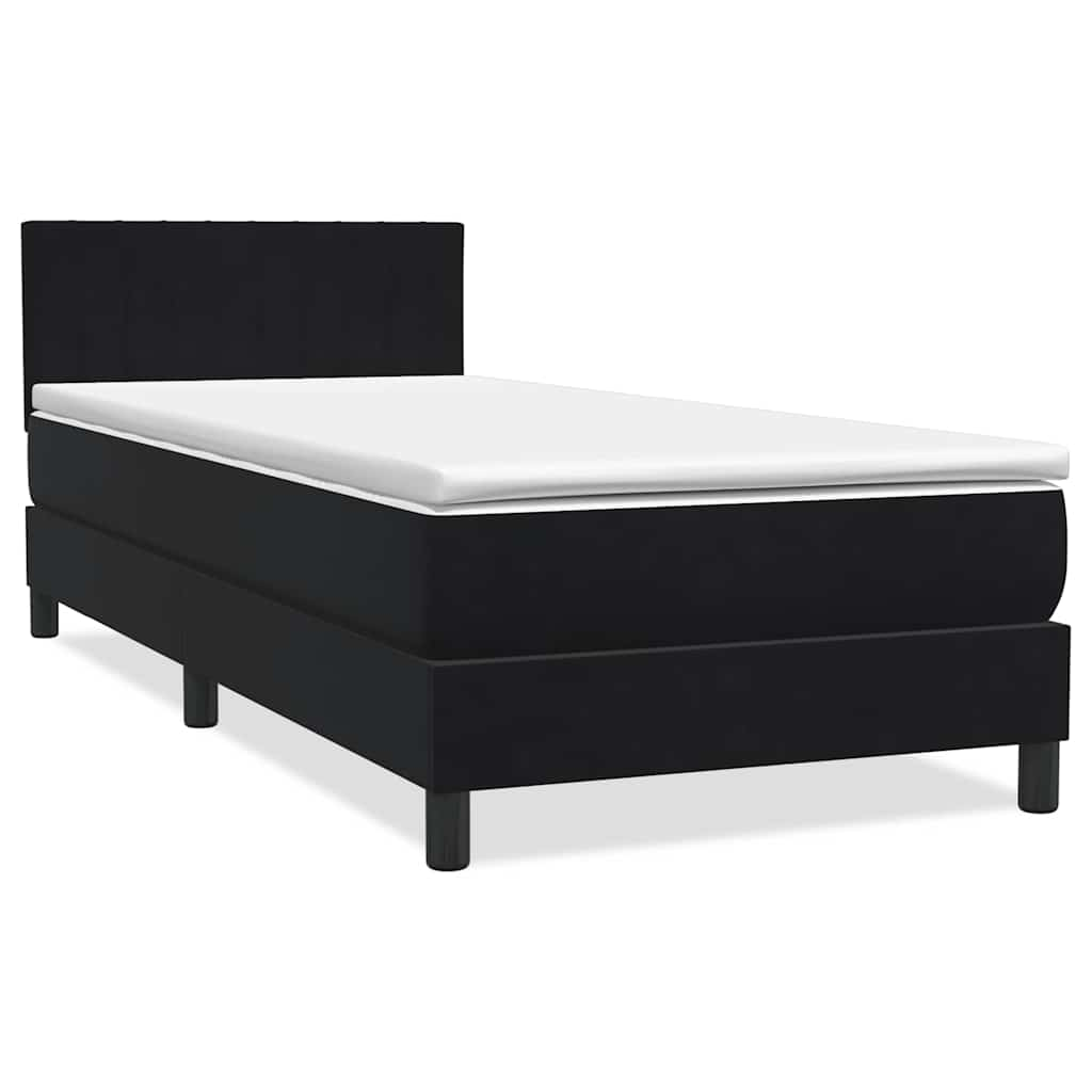 vidaXL Κρεβάτι Boxspring με Στρώμα Μαύρο 80x220 εκ. Βελούδινο