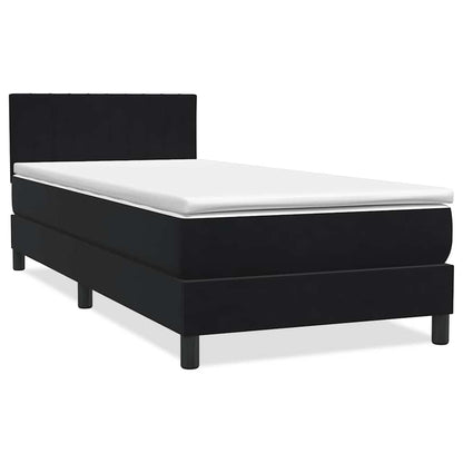 vidaXL Κρεβάτι Boxspring με Στρώμα Μαύρο 80x220 εκ. Βελούδινο