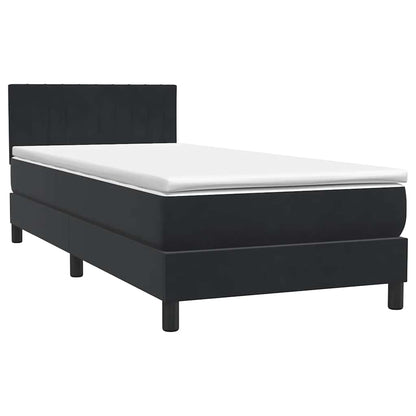 vidaXL Κρεβάτι Boxspring με Στρώμα Μαύρο 80x220 εκ. Βελούδινο