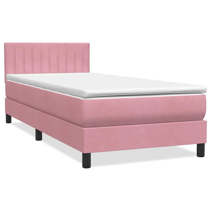 vidaXL Κρεβάτι Boxspring με Στρώμα Ροζ 80x220 εκ. Βελούδινο