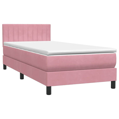 vidaXL Κρεβάτι Boxspring με Στρώμα Ροζ 80x220 εκ. Βελούδινο