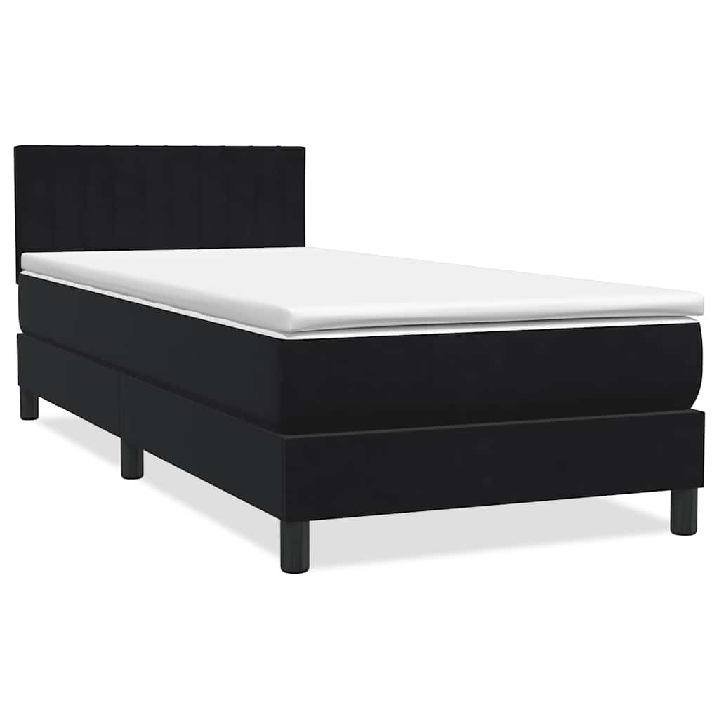 vidaXL Κρεβάτι Boxspring με Στρώμα Μαύρο 90x220 εκ. Βελούδινο