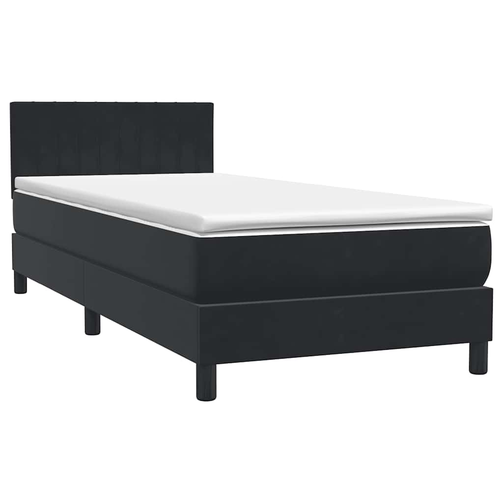 vidaXL Κρεβάτι Boxspring με Στρώμα Μαύρο 90x220 εκ. Βελούδινο