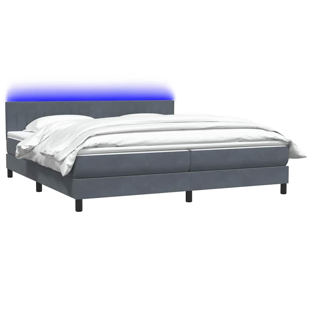 vidaXL Box Spring Κρεβάτι με στρώμα Σκούρο γκρι 200x220 cm Βελούδινο