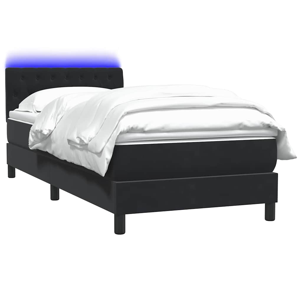 vidaXL Κρεβάτι Boxspring με Στρώμα Μαύρο 90x210 εκ. Βελούδινο