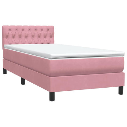 vidaXL Κρεβάτι Boxspring με Στρώμα Ροζ 100x210 εκ. Βελούδινο