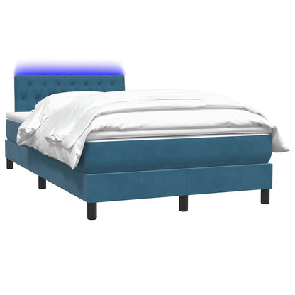 vidaXL Κρεβάτι Boxspring με Στρώμα Σκούρο Μπλε 120x210 εκ. Βελούδινο