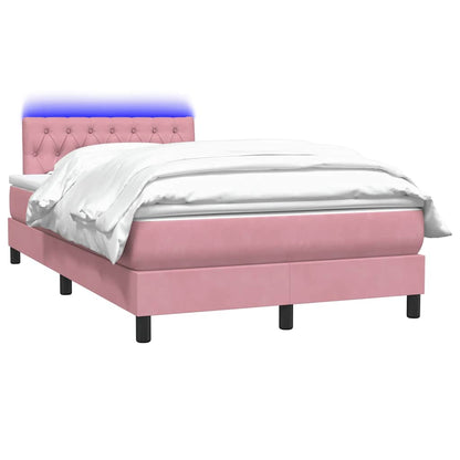 vidaXL Κρεβάτι Boxspring με Στρώμα Ροζ 120x210 εκ. Βελούδινο