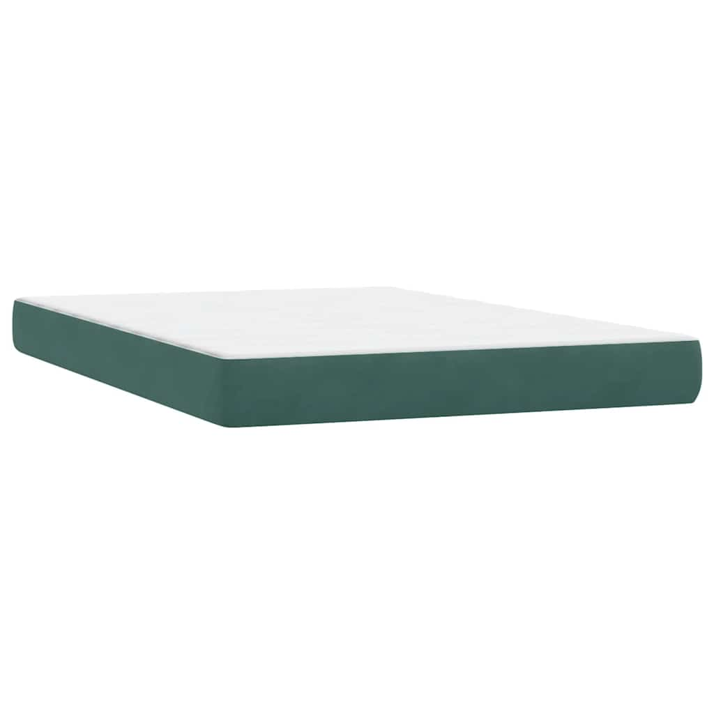 vidaXL Κρεβάτι Boxspring με Στρώμα Σκούρο Πράσινο 140x210εκ. Βελούδινο