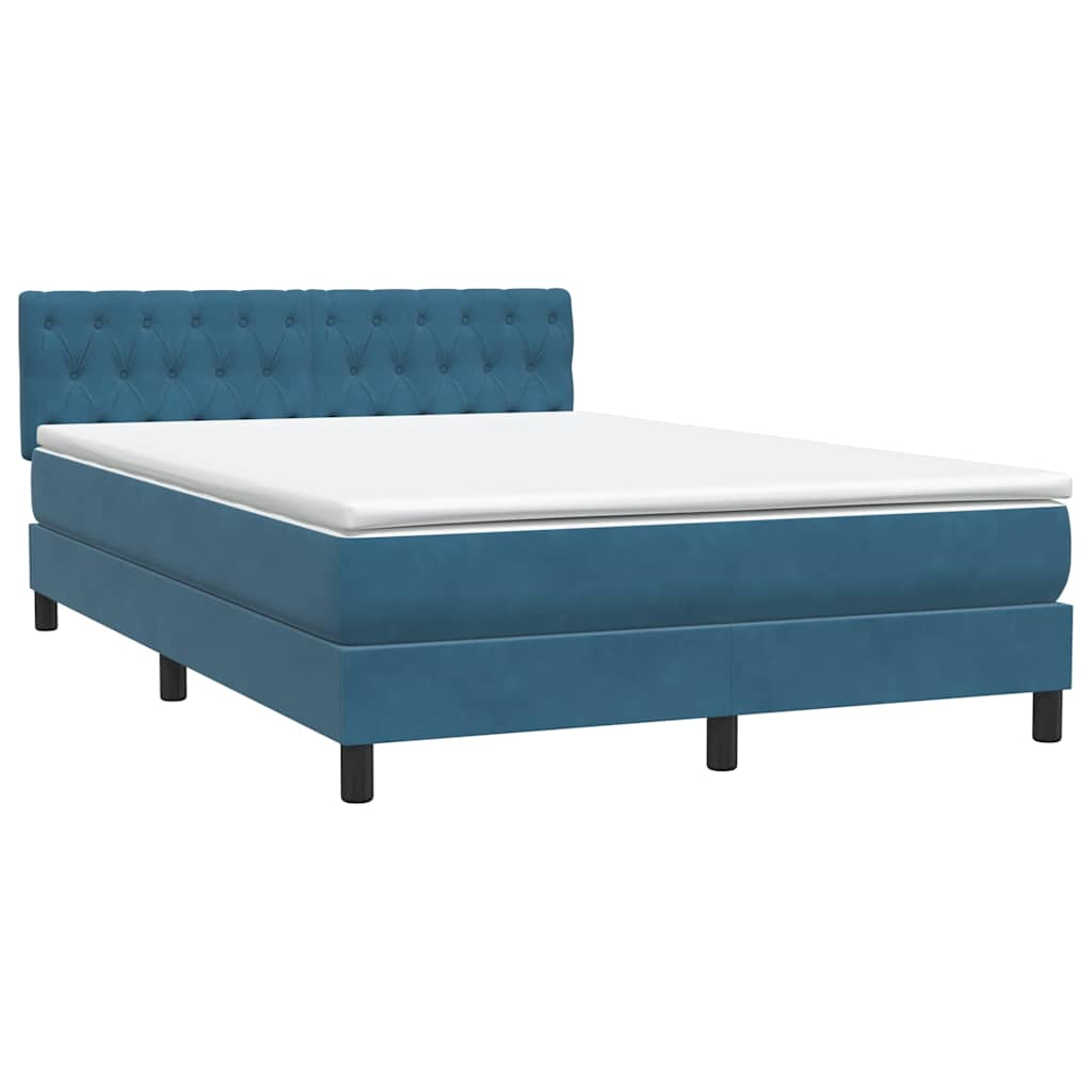 vidaXL Κρεβάτι Boxspring με Στρώμα Σκούρο Μπλε 160x210 εκ. Βελούδινο