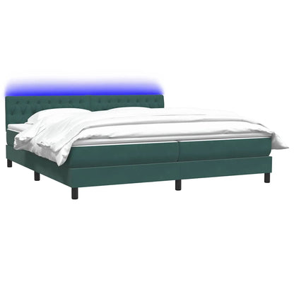 vidaXL Κρεβάτι Boxspring με Στρώμα Σκούρο Πράσινο 180x210εκ. Βελούδινο