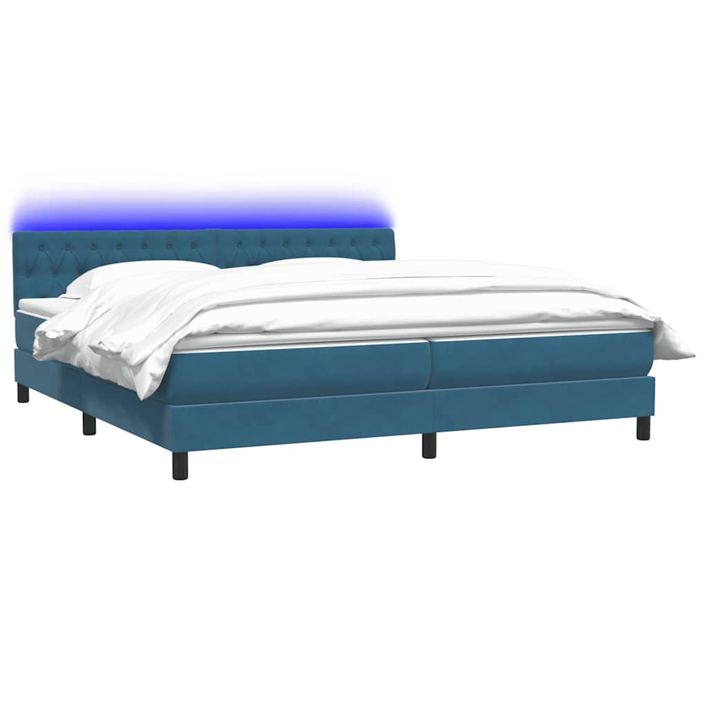 vidaXL Κρεβάτι Boxspring με Στρώμα Σκούρο Μπλε 180x210 εκ. Βελούδινο