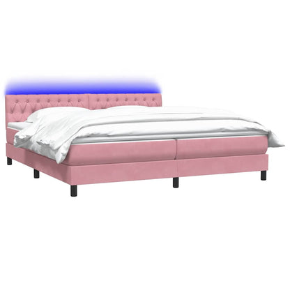 vidaXL Κρεβάτι Boxspring με Στρώμα Ροζ 180x210 εκ. Βελούδινο