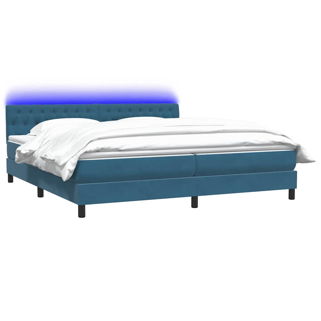 vidaXL Κρεβάτι Boxspring με Στρώμα Σκούρο Μπλε 200x220 εκ. Βελούδινο