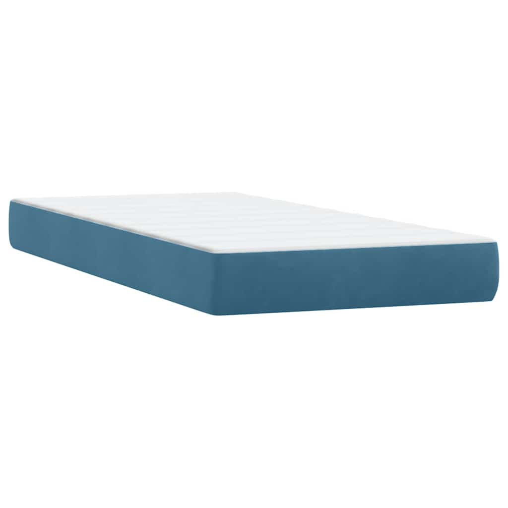 vidaXL Κρεβάτι Boxspring με Στρώμα Σκούρο Μπλε 200x220 εκ. Βελούδινο