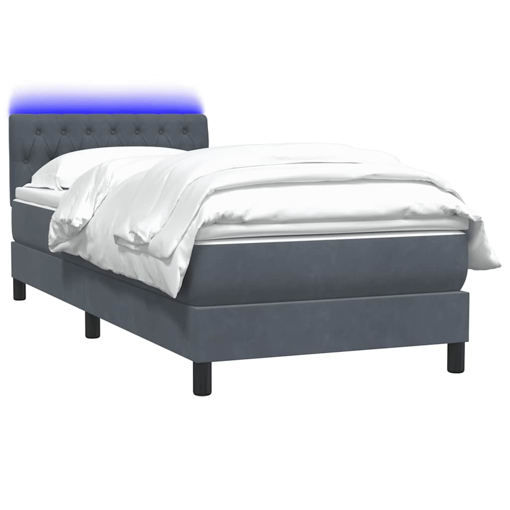 vidaXL Κρεβάτι Boxspring με Στρώμα Σκούρο Γκρι 80x220 εκ. Βελούδινο