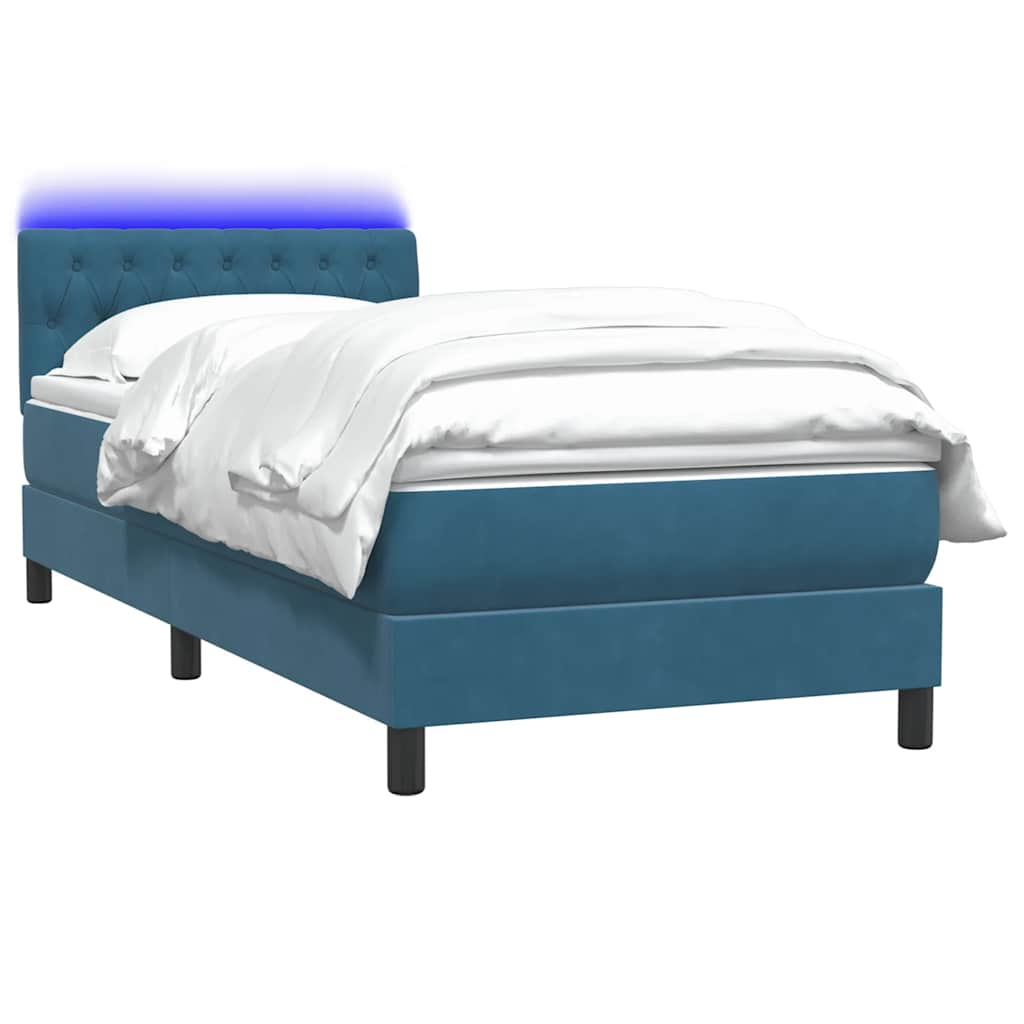 vidaXL Κρεβάτι Boxspring με Στρώμα Σκούρο Μπλε 80x220 εκ. Βελούδινο