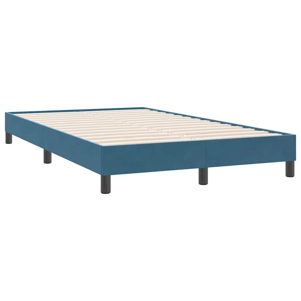 vidaXL Box Spring κρεβάτι με στρώμα σκούρο μπλε 120x220 cm Βελούδινο