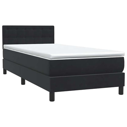 vidaXL Κρεβάτι Boxspring με Στρώμα Μαύρο 90x210 εκ. Βελούδινο