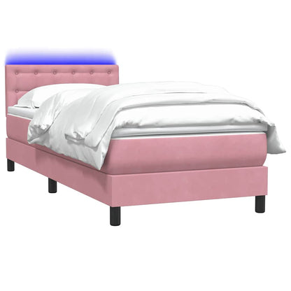 vidaXL Κρεβάτι Boxspring με Στρώμα Ροζ 100x210 εκ. Βελούδινο