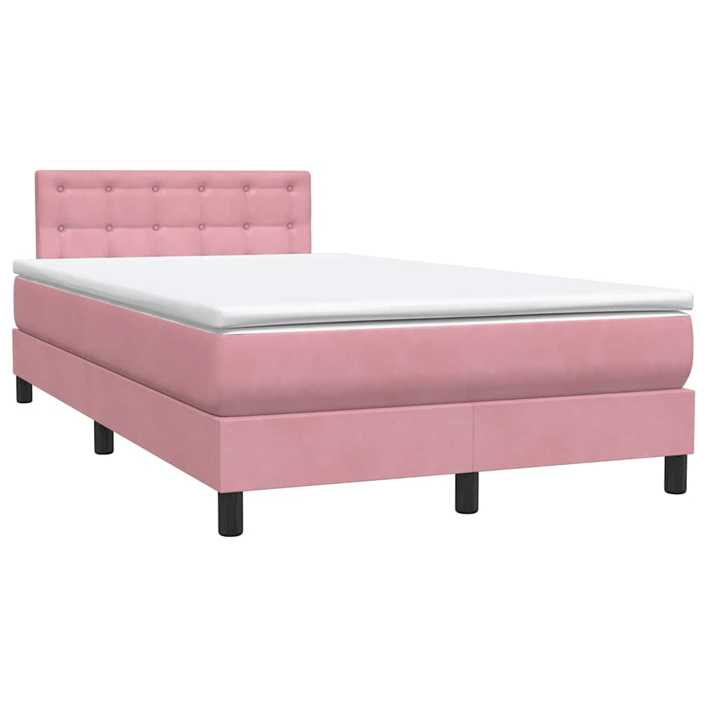 vidaXL Κρεβάτι Boxspring με Στρώμα Ροζ 120x210 εκ. Βελούδινο