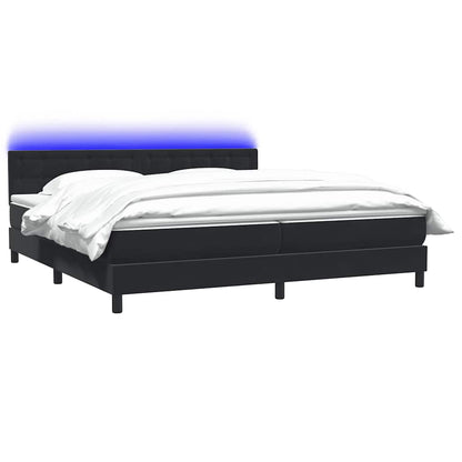 vidaXL Κρεβάτι Boxspring με Στρώμα Μαύρο 180x210 εκ. Βελούδινο