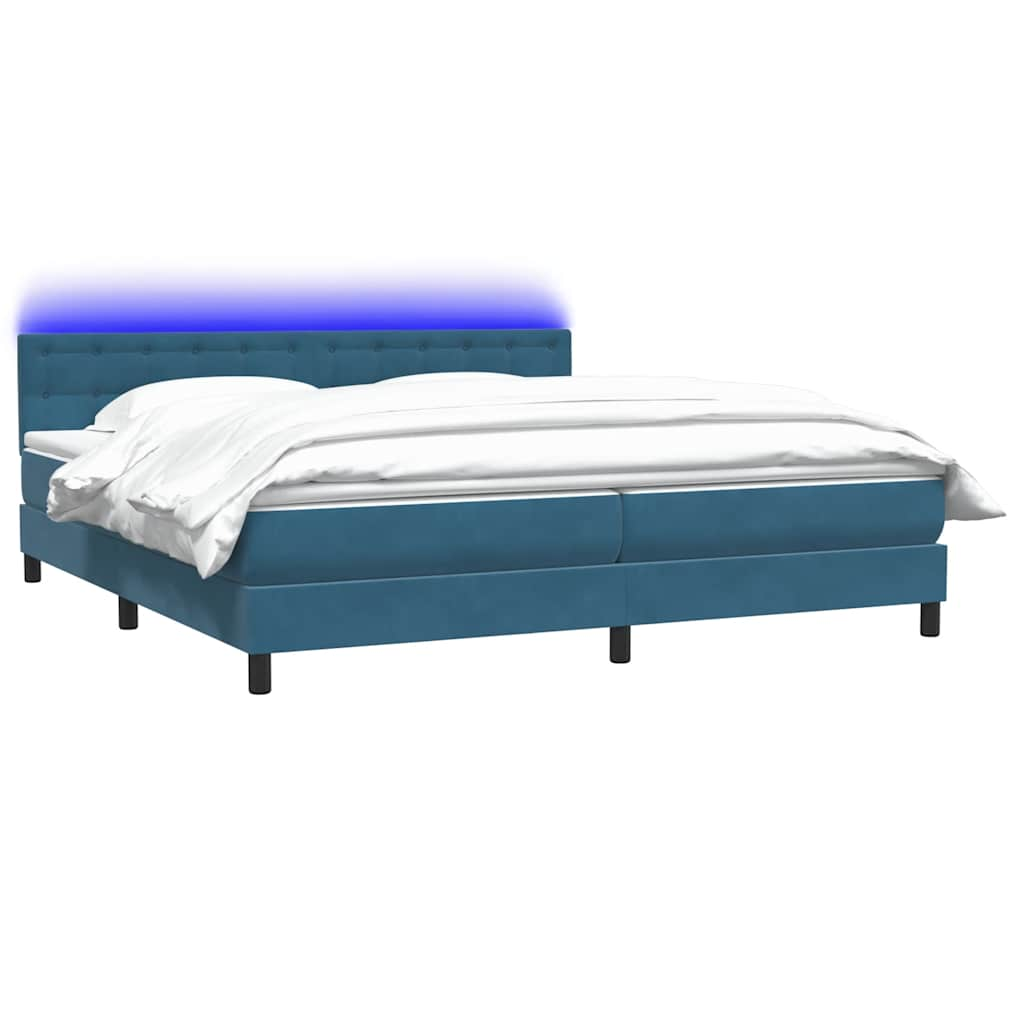 vidaXL Κρεβάτι Boxspring με Στρώμα Σκούρο Μπλε 180x210 εκ. Βελούδινο