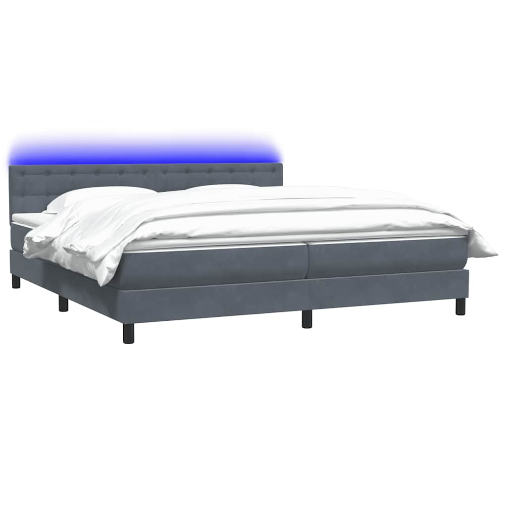 vidaXL Κρεβάτι Boxspring με Στρώμα Σκούρο Γκρι 200x210 εκ. Βελούδινο