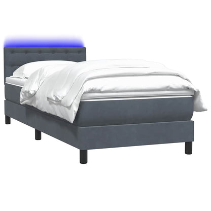 vidaXL Κρεβάτι Boxspring με Στρώμα Σκούρο Γκρι 90x220 εκ. Βελούδινο