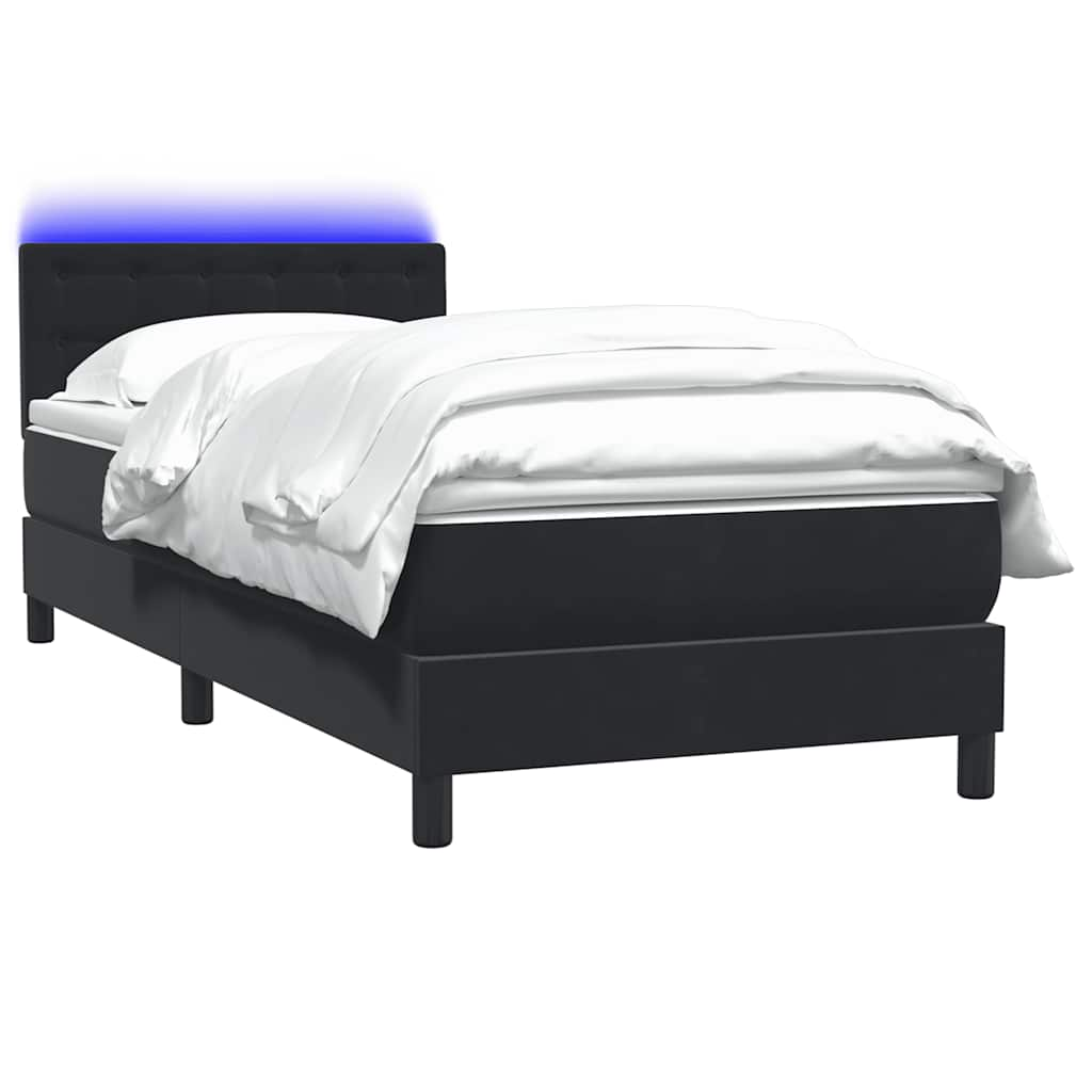 vidaXL Κρεβάτι Boxspring με Στρώμα Μαύρο 90x220 εκ. Βελούδινο